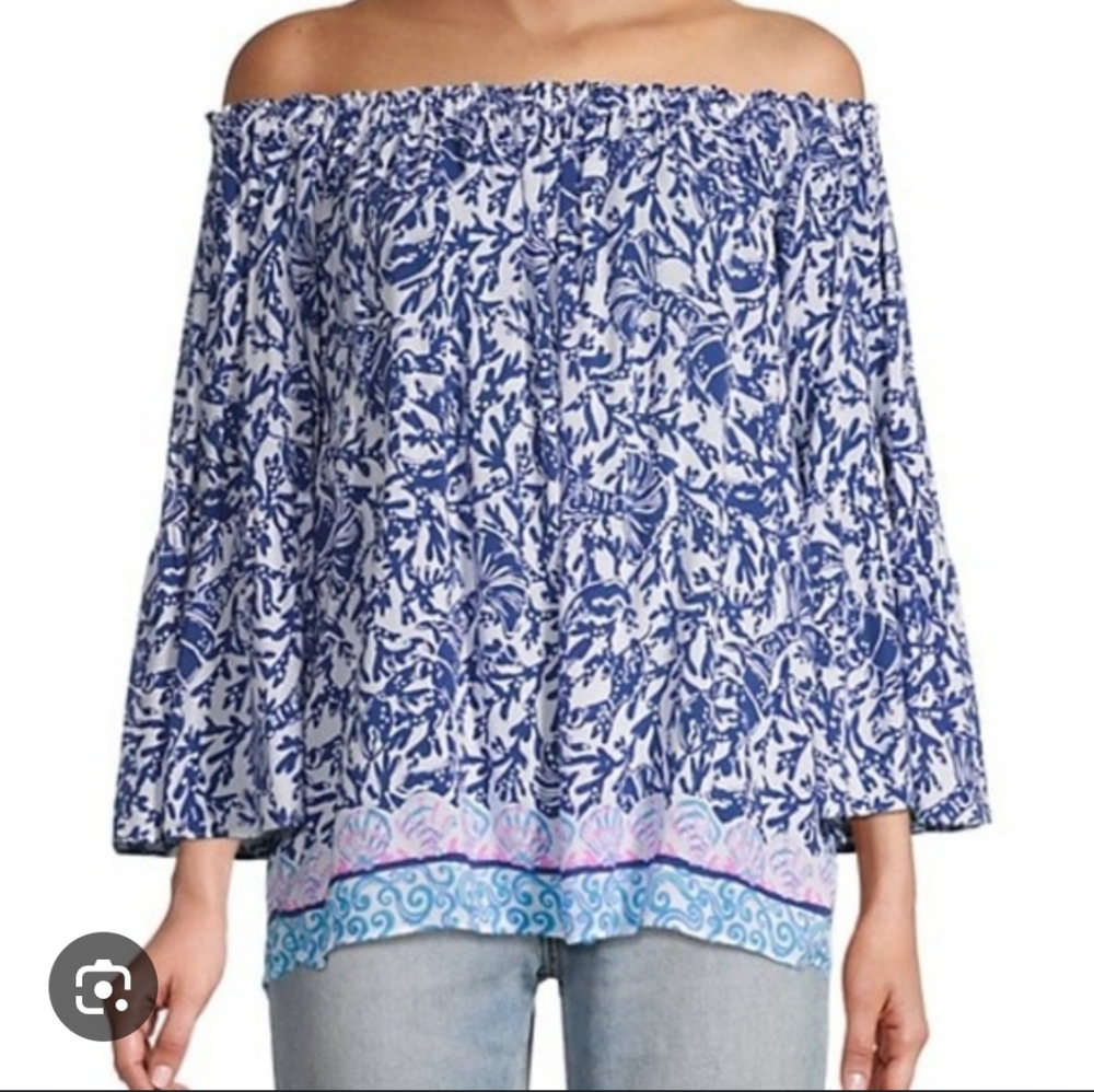 Lilly Pulitzer Nevie Off The Shoulder Top Size Small